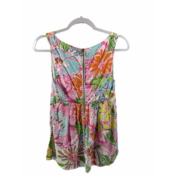 Lilly Pulitzer For Target Zip Back Floral Bright Nosey Posey Sleeveless Top XS - Picture 2 of 8